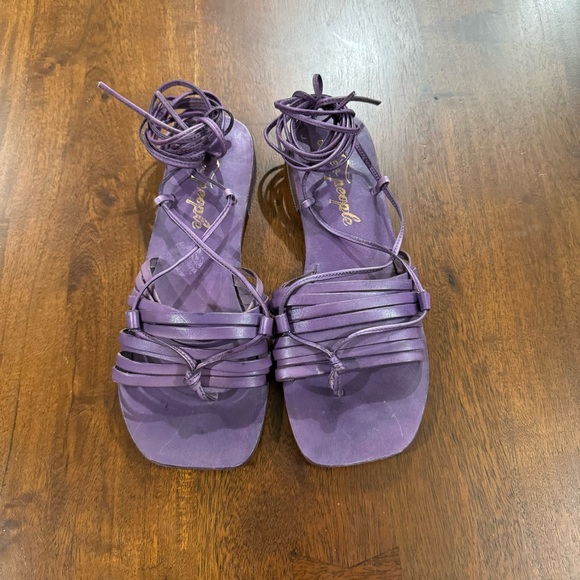 Free People Cami Huarache Wrap Leather Sandals Size 37.5 Purple - Picture 3 of 8